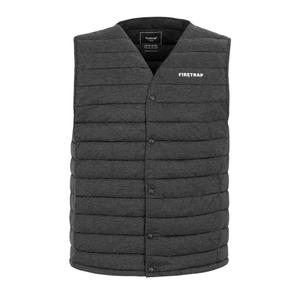 Firetrap Mens Logo Quilted Vest / Dark Grey Marl